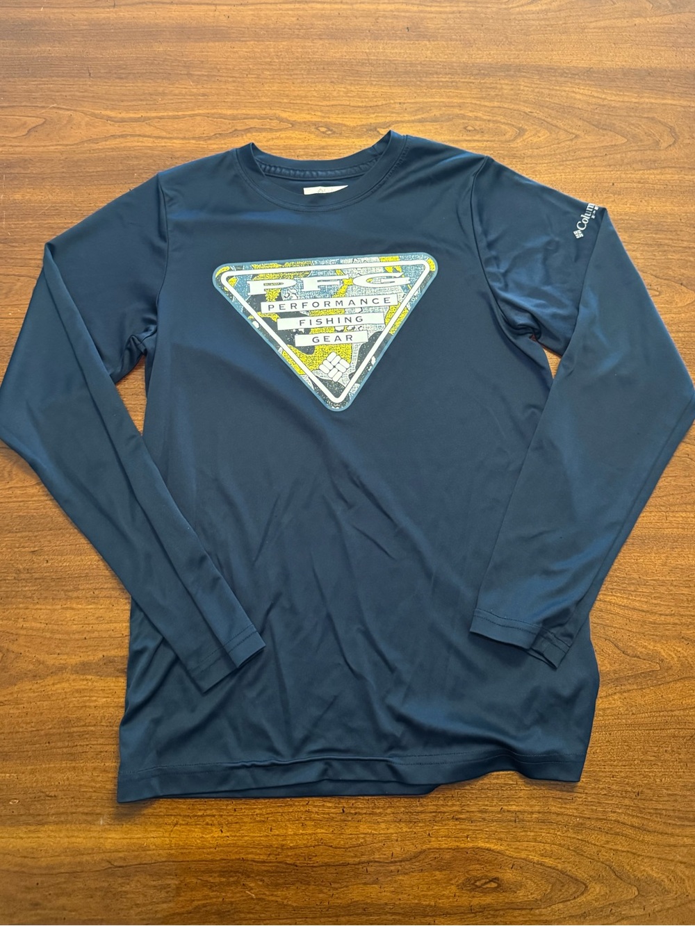 Columbia Youth PFG Sun Shirt Medium Navy Blue Logo